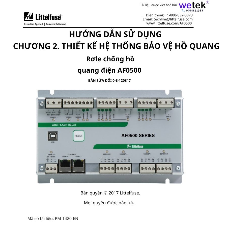 AF0500 Hướng dẫn sử dụng (Chương 2) Thiết kế hệ thống bảo vệ hồ quang