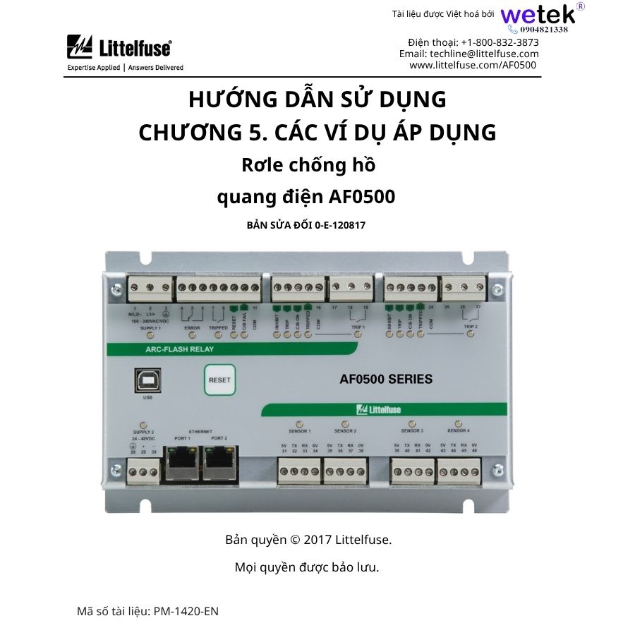 AF0500 Hướng dẫn sử dụng (Chương 5) Relay bảo vệ hồ quang