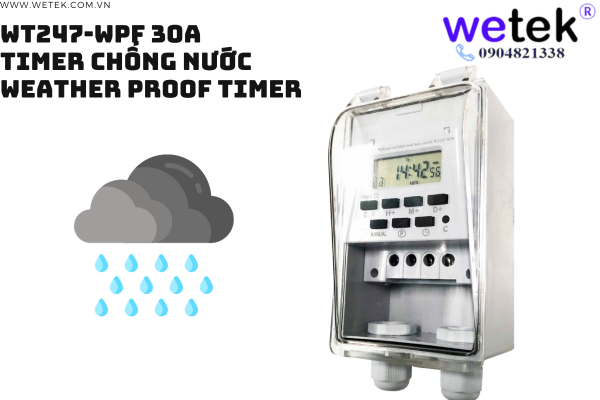 Timer 24h Chống nước, Công suất lớn 30A, pin thay được,  Wetek WT247-WPF